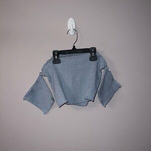 Off the shoulder Blue ribbed crop top with side sleeves L.A. Hearts Small